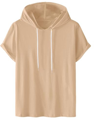 Sweat à Capuche Homme Hoodie Coton Manches Courtes T-Shirt Été Décontracté Tshirts Couleur Unie Tee Shirt Sport Respirant Tee-Shirt Confortable Extensible Teeshirt Entraînement Vêtements