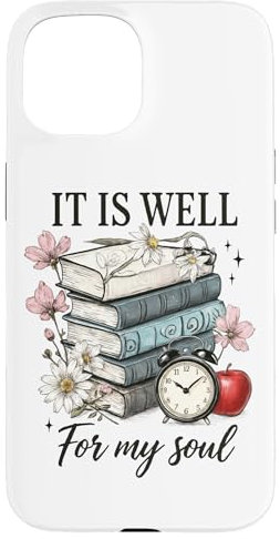 It Is Well For My Soul Libro Pila Flores Carcasa para iPhone 15