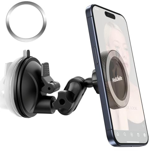 MAGJIEYX Magnetic Phone Holder, Portable Suction Cup Phone Mount for Car Bathroom Kitchen Makeup Selfies Strong Magnet 360° Rotatable Content Creator Phone Mount for iPhone Samsung all Smartphones