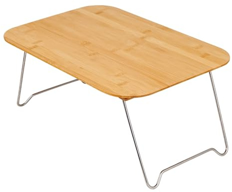 Zyntora Klappbarer Campingtisch | Holz Bett Schreibtisch,Lesetisch Tragbarer Picknicktisch Für Camping Garten Balkon Terrasse Grillen