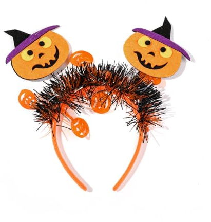 OIXYEY Hexen Kostüm Damen,Kürbis Haarband Halloween-Haarreif-Bastelsets, Halloween Spinnen Haarreif, Halloween Accessoires Damen Für Halloween Party Kinder Erwachsene Schminke