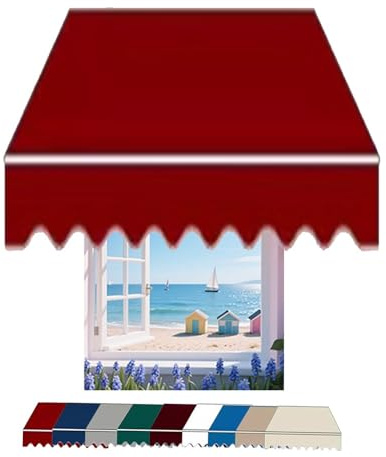 Tenda da sole retrattile manuale, 3 x 2,3 m, copertura di ricambio per terrazza, cortile, giardino, finestra esterna (rosso, 500 x 300 cm)