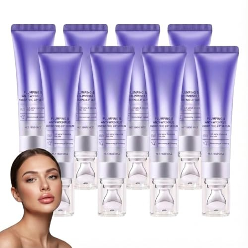 Lippenserum für vollere und glattere Lippen, reduziert feine Linien und pflegt die Lippen. Feuchtigkeitsspendendes, nicht klebendes Lippenbalsam-Öl. Langanhaltendes, Anti-Falten-Lippenserum. (8PCS)