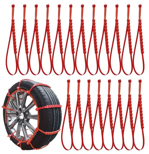 40er Set Schneeketten für Auto, Universal Anti-Rutsch Reifen-Kabelbinder, Notfall Anfahrhilfe für Schnee & Matsch, Verstellbare Schneeketten-Gurte für PKW, SUV & LKW - Einfache Montage ohne Wagenheber