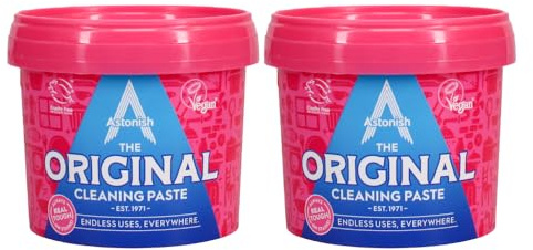 Astonish The Original Cleaning Paste - Multi-Purpose Cleaner for Grease, Grime & Stains - No Harsh Chemicals - Vegan & Cruelty-Free - Mandarin & Peach Scent – Multipack of 2 x 500g