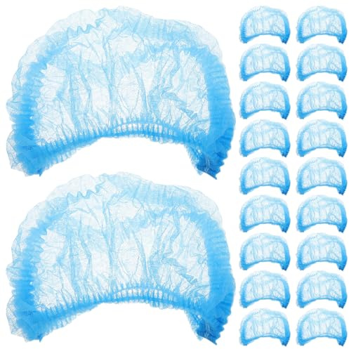 Zerodeko 100 pezzi di cuffie monouso: sottocasco in tessuto non tessuto da 24 pollici - cuffie per catering, retine per capelli, coperture complete per viso e barba, rete per lavoro, ristorazione,