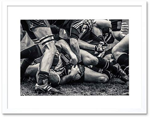Wee Blue Coo Photo Sport Rugby Football Scrum Players Ball Frame Art Print Picture F12X829