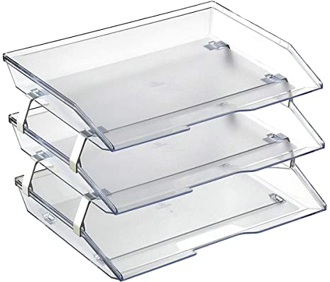 Acrimet Facility 3 Ebenen Briefablage Seiteneinschub, Letter Tray/A4, Desktop Datei Organizer, Kunststoff (Kristall Transparent)