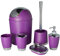 Bathlux Modern Design 6 Piece Bathroom Accessory Set, Toilet Brush, Waste Bin, Soap Dish, Tooth Brush Holder Soap Dispenser, Rinse Cup (Purple)