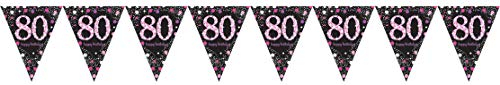 Amscan 9901748 - Wimpelkette 80 Sparkling Celebration pink Folie 396,2 x 21,5 cm, Banner, Girlande, Partykette