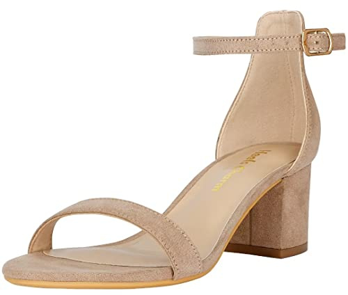 Damen Riemchen Chunky Block Sandalen Knöchelriemen Offener Zeh High Heel für Kleid Hochzeit Party Abend Büro Schuhe Sandalen