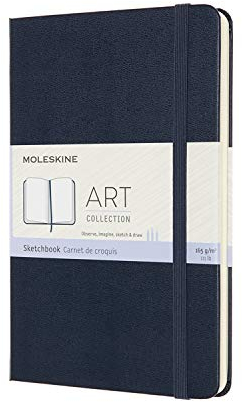 Moleskine - Art Sketchbook, Notizbuch zum Skizzieren und Zeichnen, Papier Geeignet für Stifte, Pastellfarben, Zeichenkohle, Stifte, Füllfederhalter und Textmarker - Hardcover, Größe Medium 11,5 x 18 cm, Farbe Saphirblau, 88 Seiten