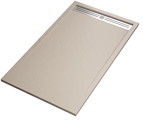 Receveur de douche en résine marbre crème effet pierre-ciment RELAX - 80 x 200