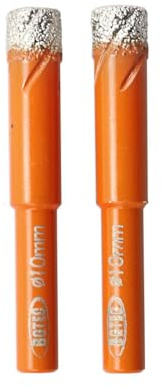 BGTEC Forets Diamantés Brasés sous Vide à Tige Ronde pour Brique de Marbre en Céramique de Carreaux de Porcelaine 2 Pièces 10mm