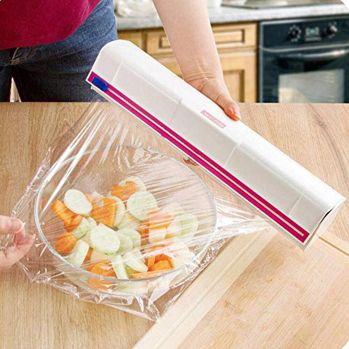 ZGHYBD Food Fruit Vegetable Plastic Cling Wrap Dispenser Preservative Film Cutter Fer, Reusable Film Cutting Foil & Wax Paper Cling Wrap Kitchen Accessories