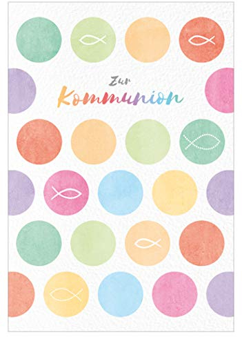 KE AV Kommunionskarten für Jungen & Mädchen, DIN B6 Format, inkl. Umschlag - Hochwertige Kommunionswünsche - Motiv: Kreise