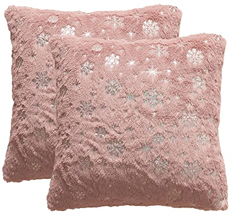 FRECINQ 2er Set Kissenbezüge Weihnachtstag 45x45cm Kuschelkissen Dekokissen Sofakissen Fellkissen Couchkissen Kissenhülle Zierkissenbezug für Sofa Wohnzimmer Stühle (Rosa)