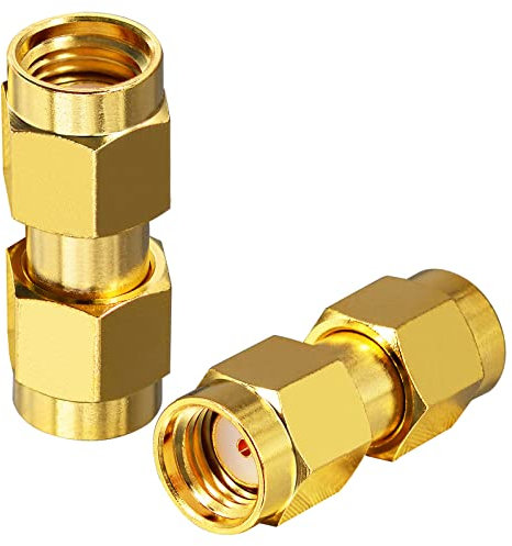 Boobrie RP-SMA Male to RP-SMA Male Adapter RP-SMA Male to Male RF Coax Connector DC-6GHz with SWR Test RP-SMA Connector for Wi-Fi Antenna Signal Booster Radio Extension Cable FPV Drone Pack of 2