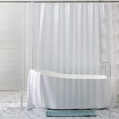 meioro Tenda per Doccia Bianca Peva Impermeabile e Resistente alla Muffa Tende da Bagno Accessori per la casa con Anelli di Tenuta e Ganci per Tende Resistenti alla ruggine (240×180cm, Trasparente)