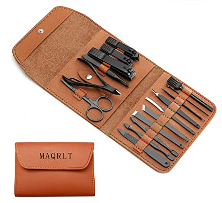 Lot de 16 coupe-ongles pour ongles épais de haute qualité pour homme et faux ongles en acrylique (marron)