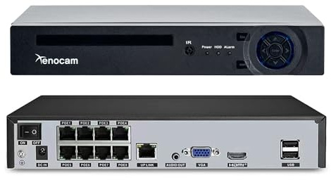 Xenocam 8CH PoE NVR 5MP H.265 Sicherheits-Netzwerk-Videorecorder, unterstützt bis zu 8 x 5MP / 4MP / 3MP 1080P IP-Kameras, Bewegungserkennung, E-Mail-Benachrichtigungen USB-Backup
