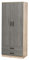 URBNLIVING Tall 2 Door Bedroom Wardrobe With 2 Drawers (Oak Carcass + Ash Grey Drawers)