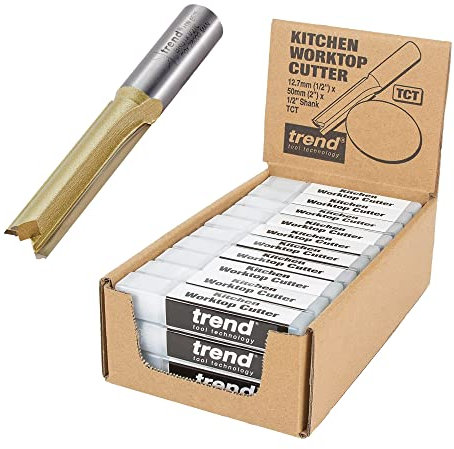 Trend 30-Piece Straight Two Flute Worktop Router Cutter, 1/2 Inch Shank, 12.7mm Cut Diameter, 50.8mm Cut Length, Tungsten Carbide Tipped, BR01/30