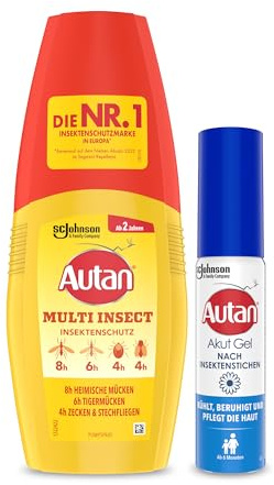 Autan Bundle Pack (Multi-Insect Pumpspray + Akut Gel), Travel Essentials, 2er Pack (100ml + 25 ml)
