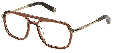 Philipp Plein Herren VPP018M Sonnenbrille, Shiny TRANSP.Brown, 54