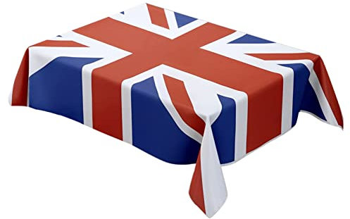 Union Jack Table Cloth, British Flag Theme Polyester Tablecloth, Reusable Washable Tableware Table for 2023 King Charles III Coronation Decoration, United Kingdom Union Jack Supplies