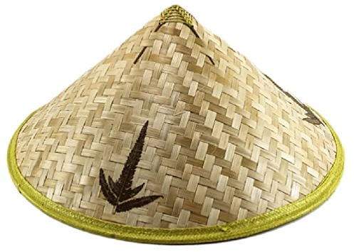 Ixkbiced Sombrero de paja de bambú de estilo chino para SouvenirStore, ligero y transpirable, sombrero de pesca de agricultor, sombrero, impermeable, disfraz chino antiguo para hombre, Imagen