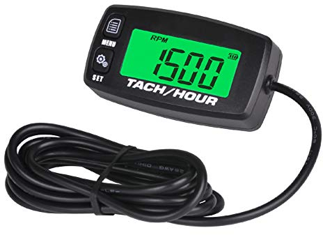 NInE-ROnG HM032A Tacómetro digital autopropulsado, inductivo, mantenimiento/apagado, contador de horas de funcionamiento, batería intercambiable, para generadores de cortacéspedes, tractores