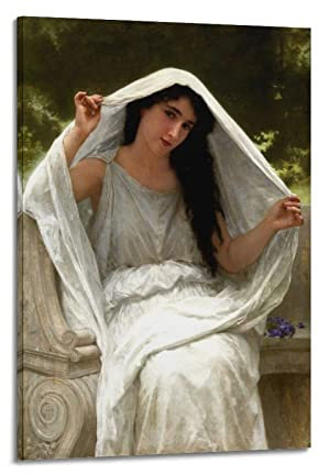 OdDdot William Adolphe Bouguereau Œuvre d'art de peintre – Le voile le voile, 1898, impressions d'affiches, œuvres d'art, impression murale, peinture sur toile, décoration d'intérieur, 30 x 45 cm