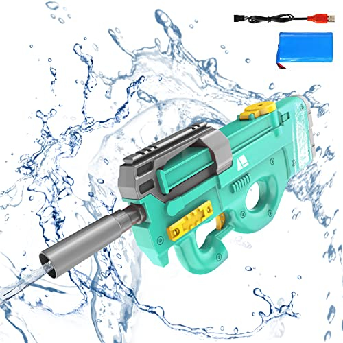 Elektrische Wasserpistolen für Erwachsene Kinder, Automatische Wasserpistole 1500mah Batteriebetriebene Spritzpistole,Wasser Blaster 33-39ft Reichweite im Freien Strand Pool Garten Spielzeug-Blue