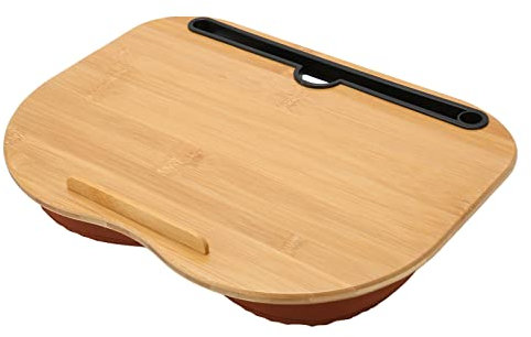 Lap Laptop Desk, Portable Bamboo Wood Lap Desk, Home Office Portable Computer Lapdesk, Holds 15.6 Inch Laptop, with Pillow Cushion, Anti Skid Strip for Bed, Sofa, Outdoor, Car Use