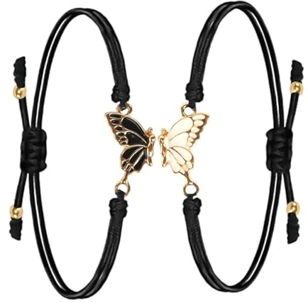 TSAMPA 2 Stück Freundschaftsarmbänder, Beste Freundin Geschenke für Frauen, Schmetterling Armband Freundschaft, Freundschaftsarmband für BFF Mädchen Damen