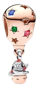 Feitery Christmas Bicolor Weihnachtsmann in Heißluftballon Charms Kompatibilität für Armband Bead Charm für Damen Weihnachtszeit