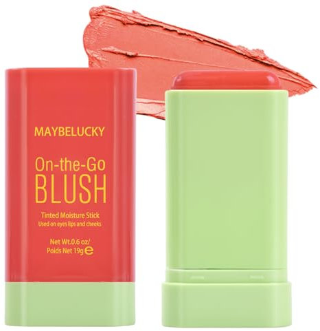 Natuce Fard à Joues Mat, 3 en 1 Bâton de Fard à Joues, pour Les Joues Yeux et Lèvres, Non Grasse, Naturel et Longue Tenue, Maquillage Blush Crème, Multi-Use Blush Stick, cosmétiques (3#coral orange)