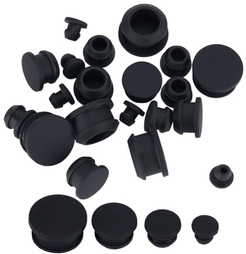 GORGECRAFT 24PCS 4 Sizes Silicone Stoppers for Salt and Pepper Shakers 5/8/11/15mm Salt Plug Stopper Replacement Black Bottle Caps Reusable Round End Cap Corks for Bottles Pipes Pots