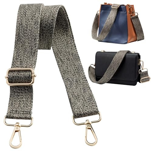 Navaris Handtaschengurt 75-138cm - Tragegurt für Handtasche - Taschengurt zum Wechseln - Taschenriemen - Handtaschen Gurt Trageriemen - Schultergurt für Taschen in Schwarz meliert