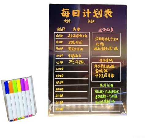 Transparente Acryl-Tafel, löschbar, leuchtend, Schreibtisch-LED-Schreibtafel, Nachrichtentafel, Notiz, Memo, Wordpad, Färbung, Schreibtafel (21 x 29,7 cm)