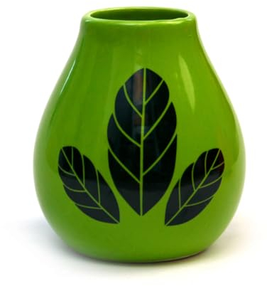 Mate Green Yerba mate-tee keramik kalebasse Hoja Green becher Verziert mit Yerba Mate-Blättern 350ml tasse