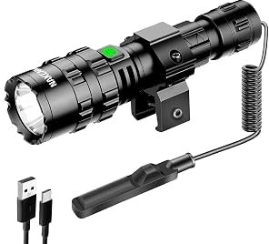 NAKCNM 3000LM Tactical Flashlight 5 Modes Picatinny Rail Mount Rifle Light | Long Beam Distance, Dual Control Switches, Aircraft Aluminum, Shockproof Waterproof, Rail Fittings & Full Accessory Pack
