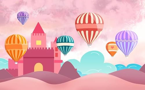Wallpaper for Living Room 60X120Cm Pink Hot Air Balloon Mural Wallpaper for Bedroom Kids Boys Girls,Wall Murals for Adults,Photo Wallpaper Sofa Tv Background Wall Decor