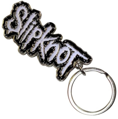Rock Off officially licensed products Slipknot Weiß Logo Schwarz Border Band Logo Schlüsselring Keychain One Size