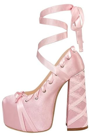 VERISSON Lolita - Scarpe da donna con tacco alto, con fiocco, rosa chiaro, 41 EU