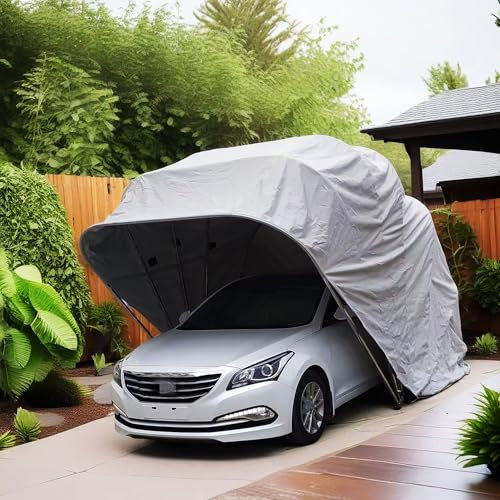 Carport portatile pieghevole semi-automatico per garage, tettoia retrattile per esterni adatta a vari modelli (6,4 x 2,7 x 2,7 m)