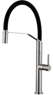 Mice - Grifo monomando de cocina con cuerpo de acero inoxidable S.316 - Monomando para fregadero con caño alto y flexible - Giratorio 360°- Mezclador de cocina agua - GCE023/AC DEVA IMEX