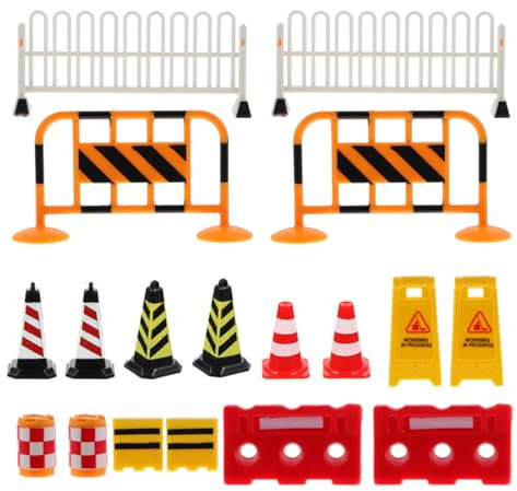 Foot Set de panneaux de signalisation en bois, 18 Pièces Set de Panneaux de signalisation, Jeu d'accessoires pour véhicules et chemins de Fer Signalisation Routière Accessoires de Route