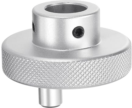 QUARKZMAN Aluminiumlegierung Handrad 50mm OD 16mm Bohrung Drehknauf Drehgriff Aluminium Fräsmaschine Handrad mit Schraubenschlüssel und 2 Stück Schrauben, Silberton